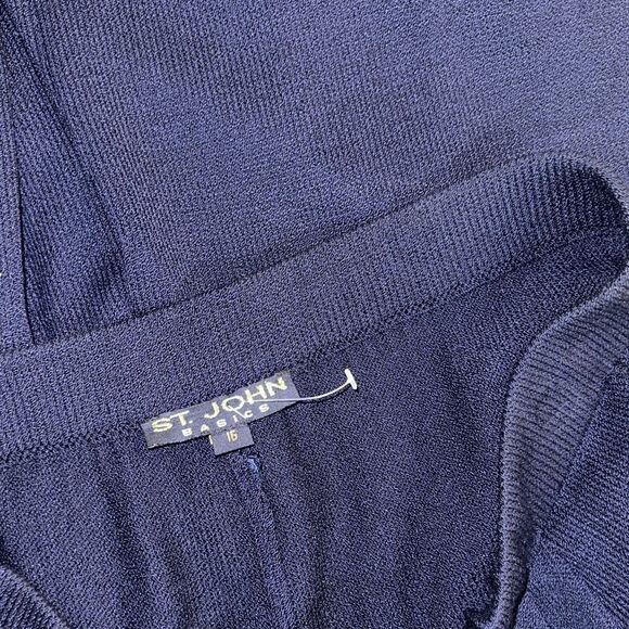 St. John Navy Santana Knit Pleated Pants w/ Pockets Size 16 - Picture 7 of 7